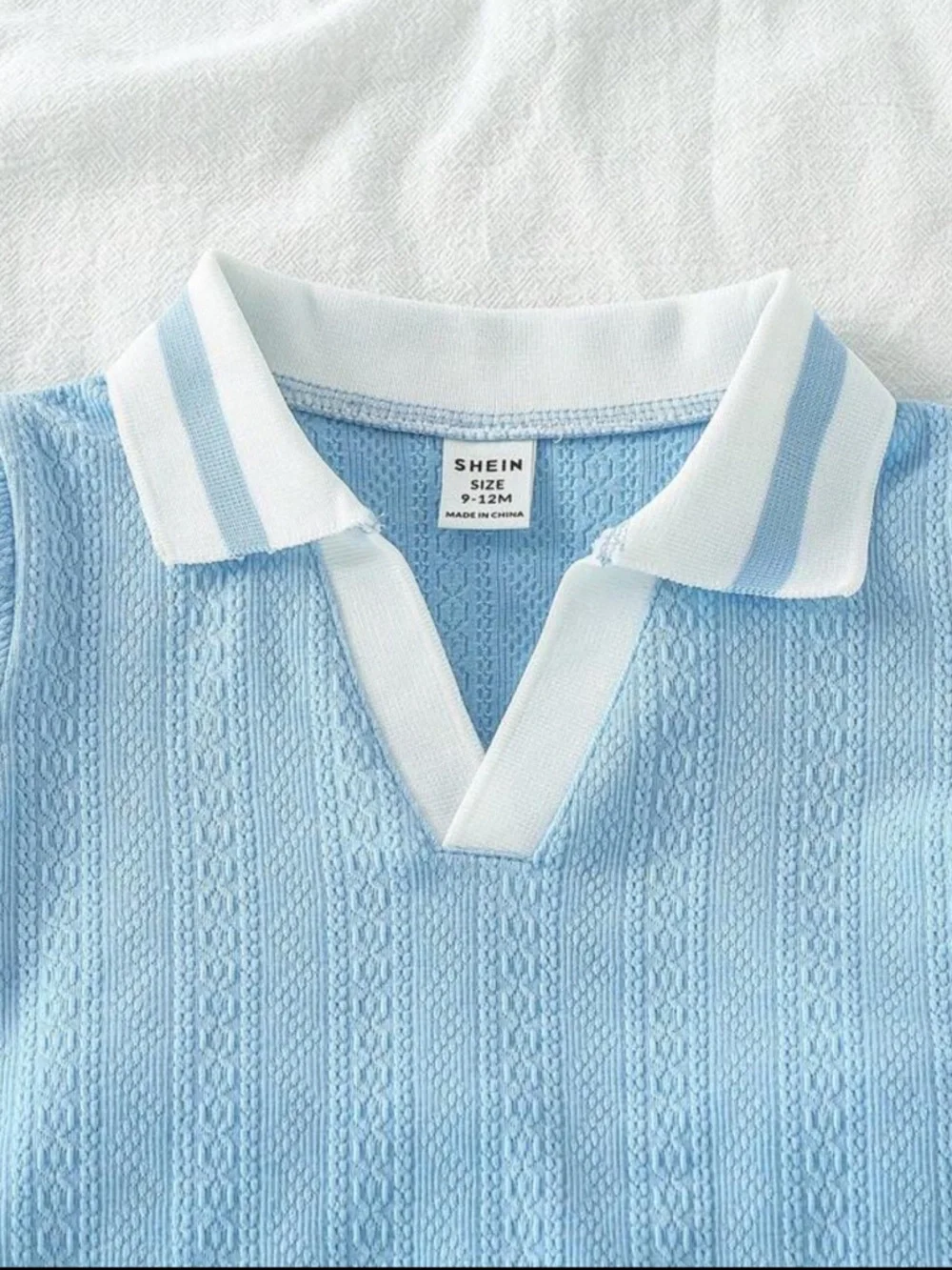 Toddler Boy Blue Knit Polo Top Set - 12-18M - Picture 4 of 8